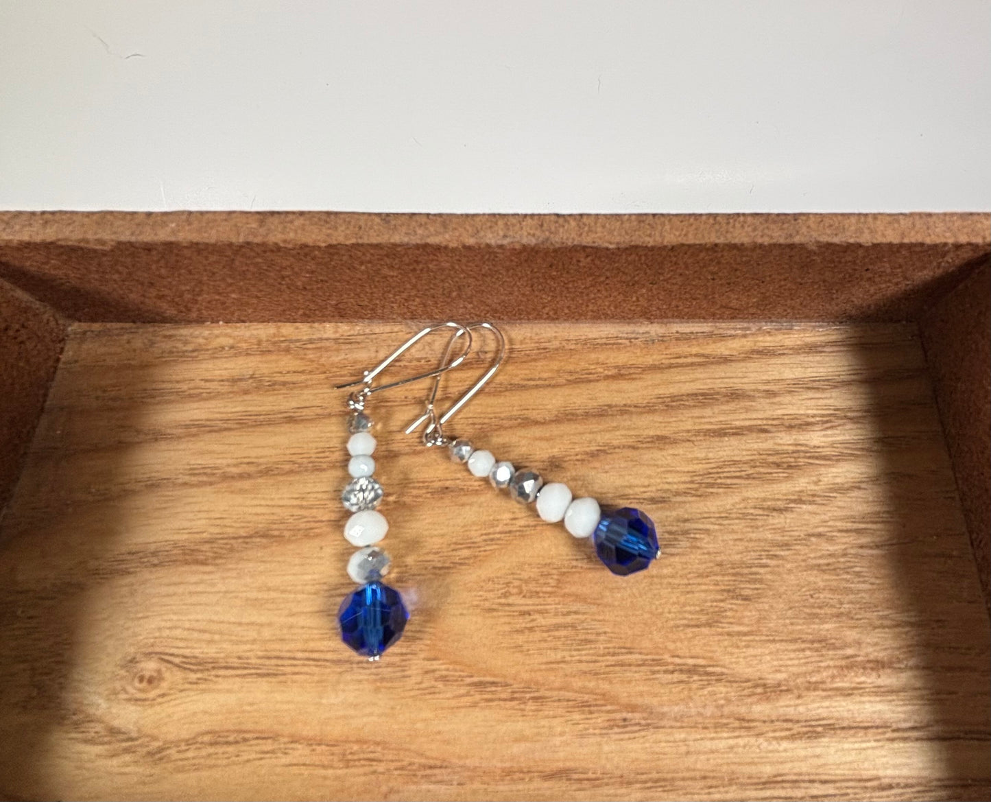 Sapphire Blue and White Beaded w/Silver Accents