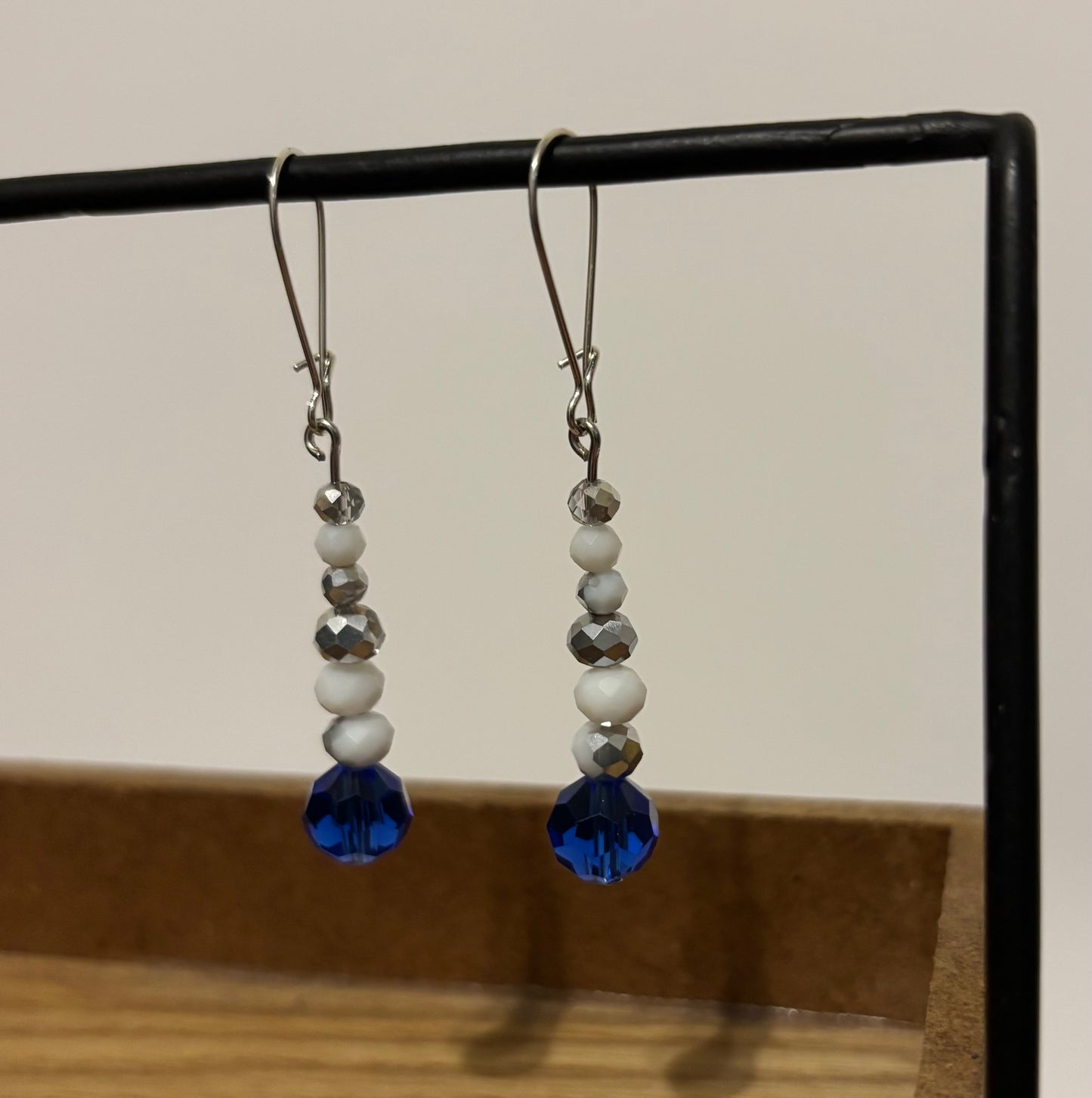 Sapphire Blue and White Beaded w/Silver Accents